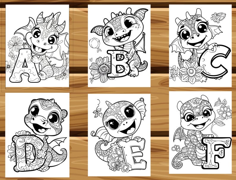Dinosaur Alphabet Coloring Book for Kids, ABC & Numbers Printable PDF ...