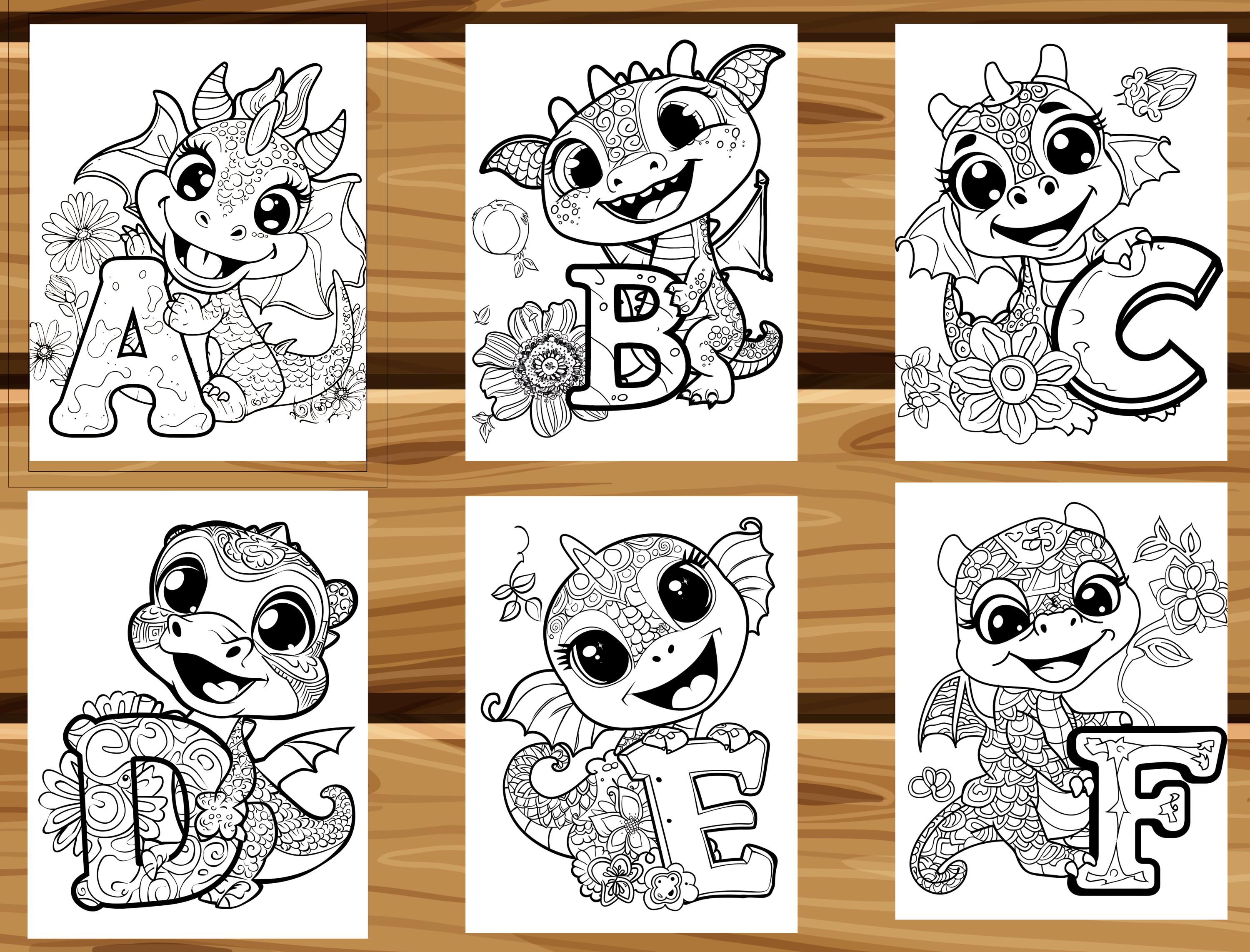 Dinosaur Alphabet Coloring Book for Kids, ABC & Numbers Printable PDF ...