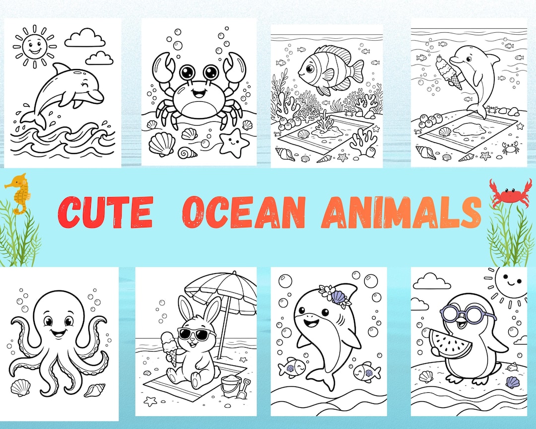 Ocean Animals Coloring Book for Kids Ages 4-8 (digital Download) - Etsy
