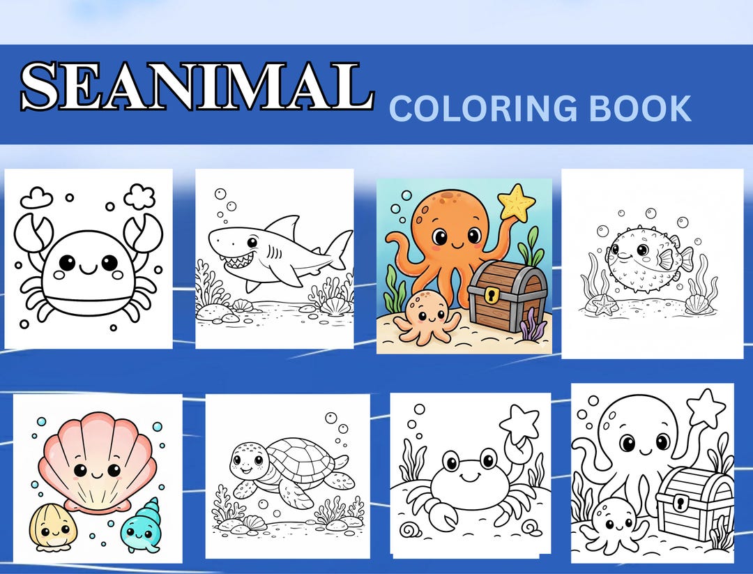 Aquatic Animals Coloring Book for Kids – Underwater Sea Creatures ...