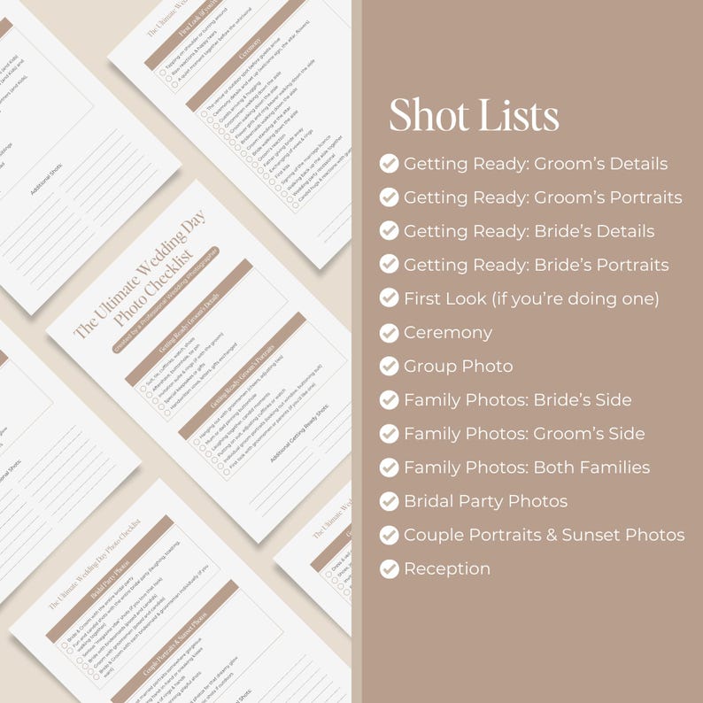 Minimalist & Neutral Wedding Photo Checklist by a Professional Wedding ...