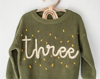 Custom Hand Embroidered Birthday Sweater with Sprinkles for Babies and Toddlers