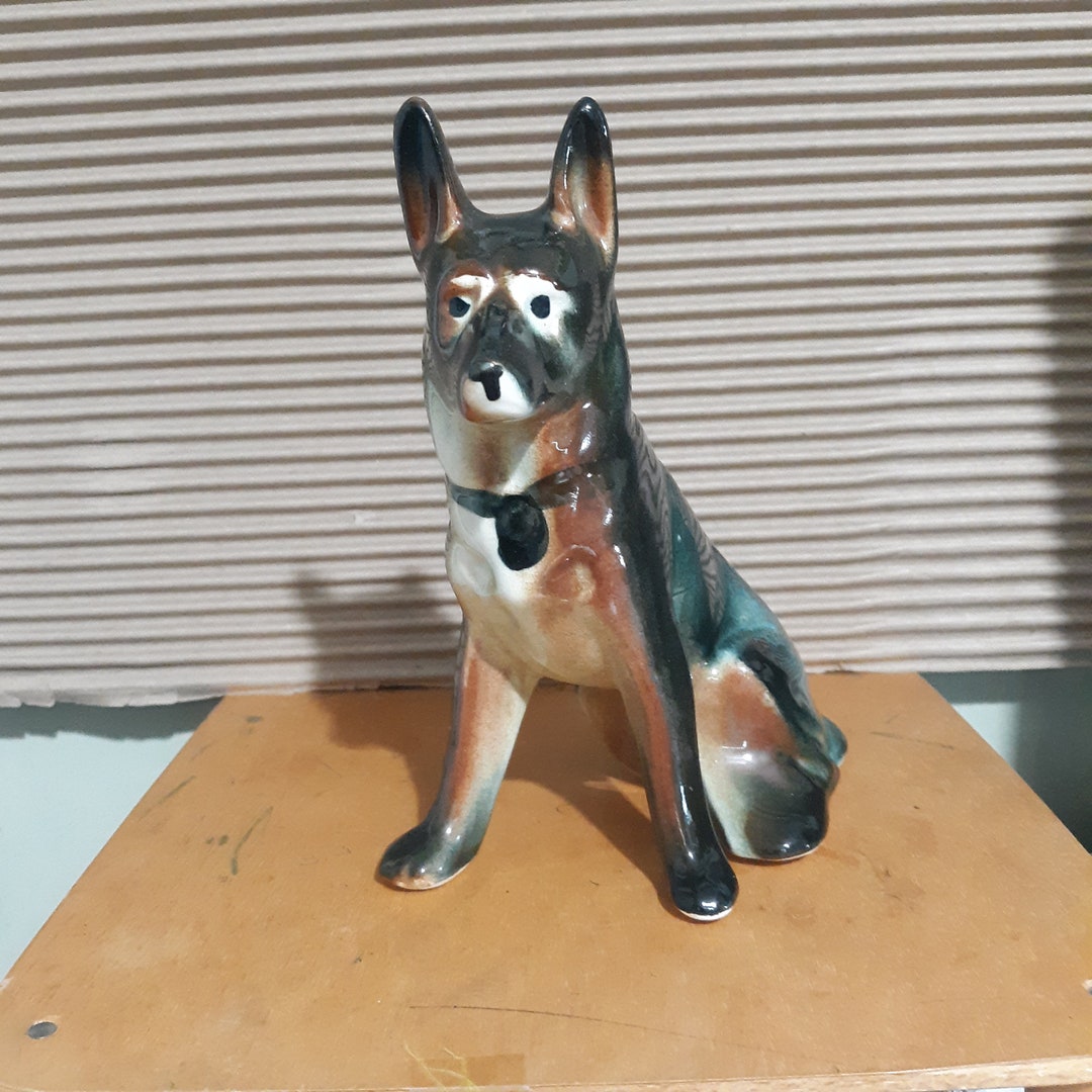 Vintage Ceramic German Shepherd Dog Figurine Etsy