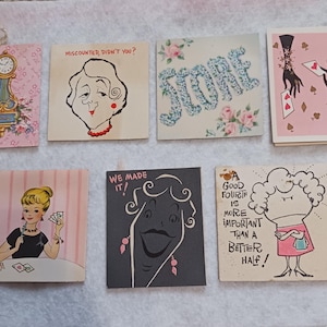 Ephemera: Set of 5 Fun Vintage Bridge Tally Cards - Used