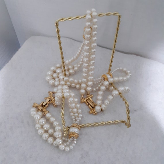3 Strand Pearl Necklace and Bracelet Possibly from Sa… Gem