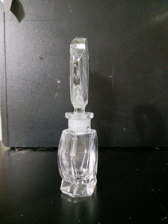 PERFUME BOTTLE Clear Glass with Etched Flowers - image 9