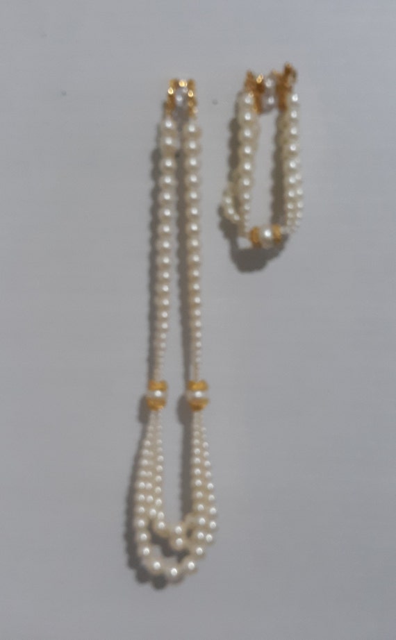 3 Strand Pearl Necklace and Bracelet Possibly from Sa… Gem
