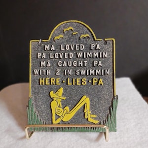 Letrero o colgante de pared de fundición vintage con humor sobre mamá y papá, fabricado en EE. UU.