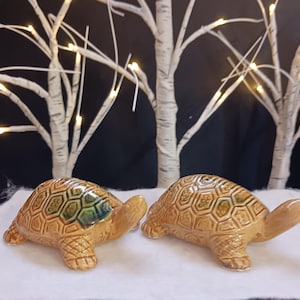 Ceramic Tortoise Salt and Pepper Shakers Made in Japan