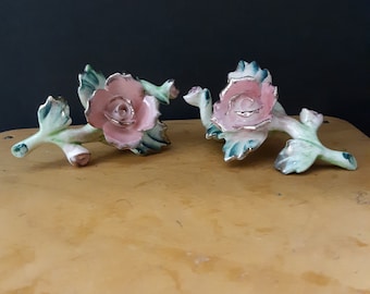 PORCELAIN Pink ROSE Candle or Napkin Rings