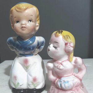 Little Boy and Little Girl Mismatched Set of Salt and Pepper Shakers