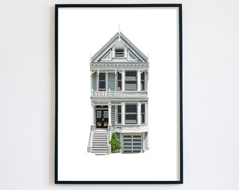 Impresión de arte descargable de San Francisco / Arte de pared / Impresión de arte digital / Arquitectura americana / Descarga instantánea / Damas pintadas