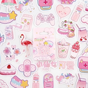 Pacote de Adesivos para Meninas – 45 Adesivos Kawaii | Estética Rosa Pastel, Papelaria Fofa para Diários, Scrapbooks e Correspondências