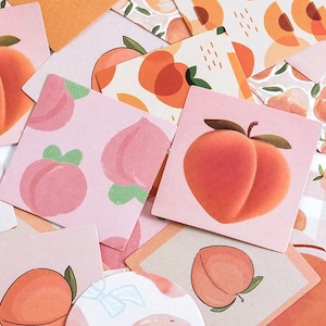 Ensemble de 46 autocollants de papeterie décoratifs pêche mignons Kawaii fruits Scrapbooking album de journal intime à faire soi-même