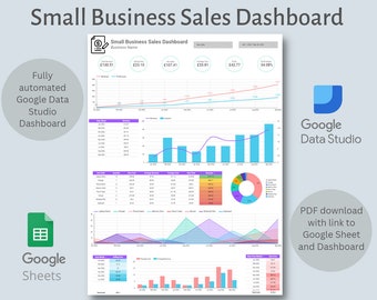 Tableau de bord KPI des ventes des petites entreprises - Google Data Studio Tableau de bord entièrement automatisé - Suivez les performances des ventes