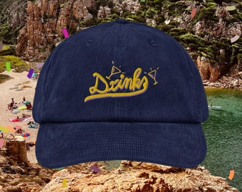 DRINKS Cap, besticktes Cap mit knalliger Schrift, Mocktails, Sommerurlaub. Leuke vintage stijl voor gebruik, ideaal voor jeden tag.
