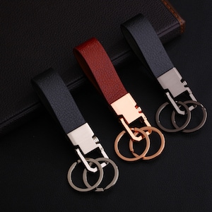 Cerbery - Schlüsselanhänger aus Leder mit Ringen und Geschenkbox - Schlüssel Schlüsselband Schlüsselbund Schlüsselhalter Key Ring Keychain