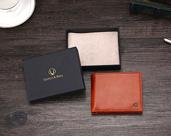 Cronus & Rhea® | Portefeuille De Luxe Avec Poche à Monnaie En Cuir Exclusif (Charon) | Wallet - Pince à Billets | Cuir Véritable | Avec Boîte-cadeau élégante | Hommes (Brun Foncé