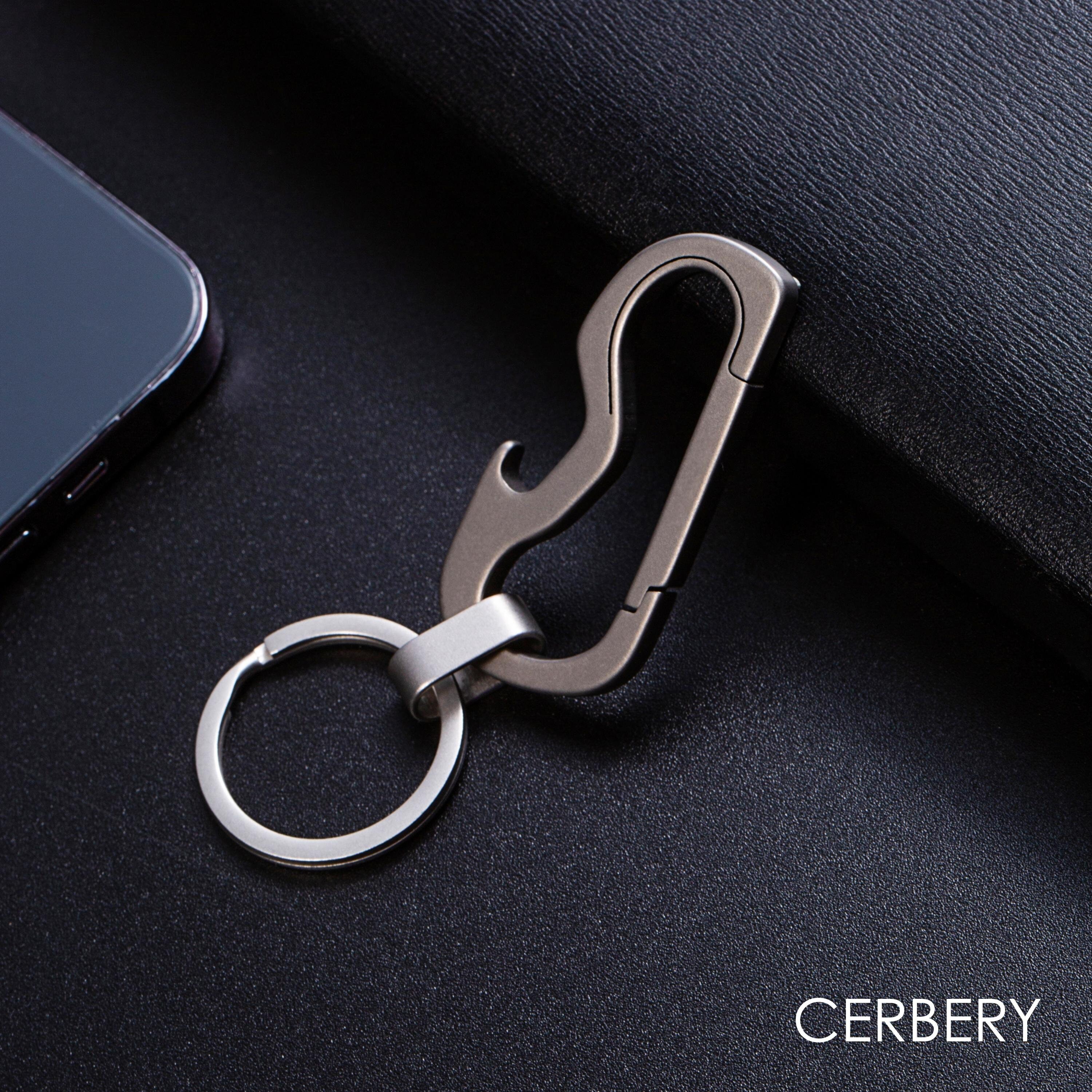 Titanium Plated Keychain With Detachable Carabiner Clip - Minimalist Key Ring For Men & Women