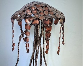 Metal jellyfish sculpture, animal jellyfish sculpture, copper jellyfish sculpture, steel jellyfish sculpture