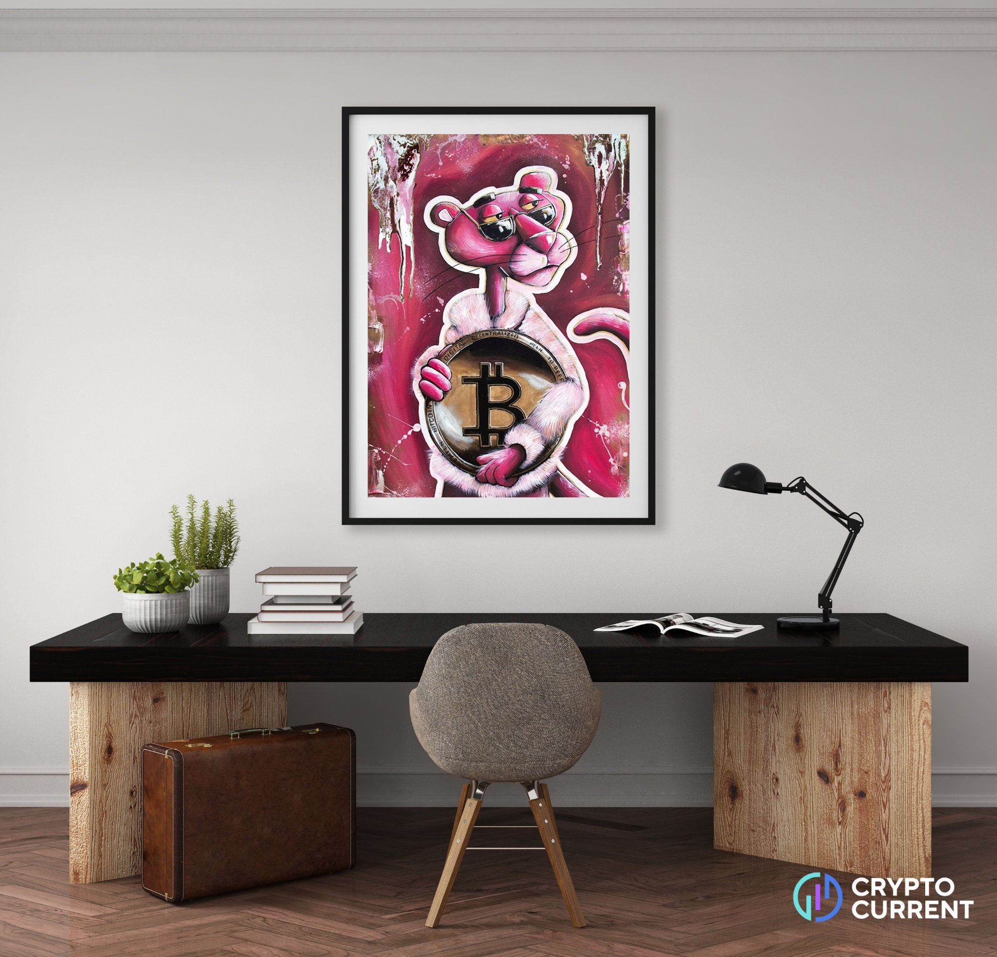 Pink Panther Bitcoin Abstract Art, *instant Download* - 5 Sizes Included.  Crypto Art. - Etsy