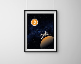 Printable Wall Art, Bitcoin Crypto Wall Art, Cryptocurrency Abstract Wall Art, Abstract Printable Art, Living Room Print, Large 30x40 Art