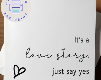 Maid of Honor Proposal Card - 'It's a Love Story, Just Say Yes!' - Printable DIY