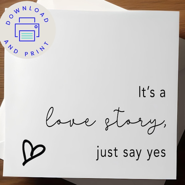 Maid of Honor Proposal Card - 'It's a Love Story, Just Say Yes!' - Printable DIY