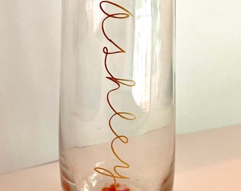 Personalized* Pressed Flower Champagne Flute- handmade gift