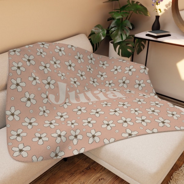 Custom Personalized girl blanket, Name Blanket, Personalized gift, Baby blanket, Custom gift, personalized gift, kids blanket, retro floral