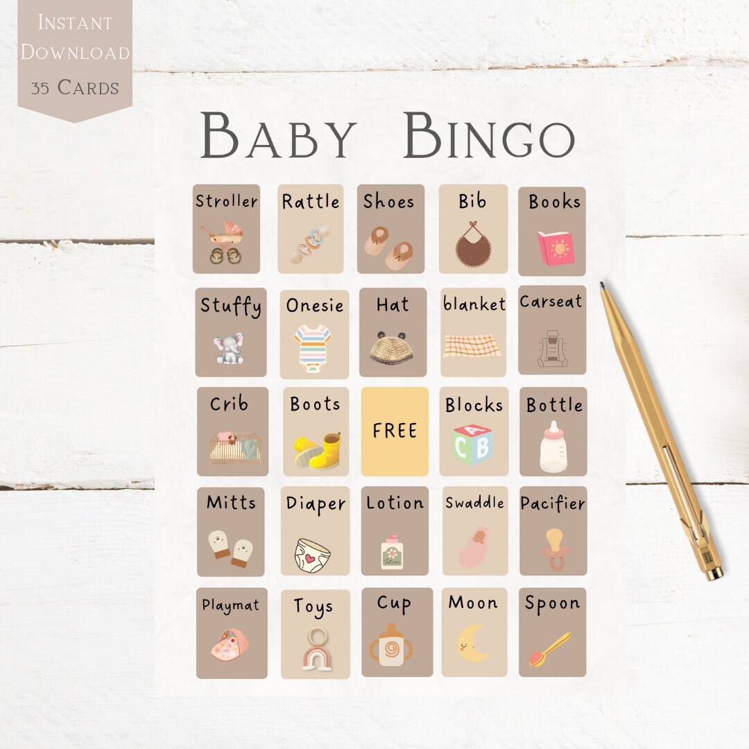 Gender Neutral Baby Shower Bingo Baby Bingo Shower Game Babyshower