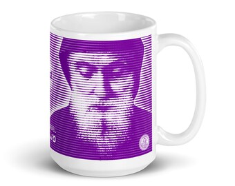 St Charbel Violet Lines Mug - Saint Sharbel Makhlouf is a Hermit and Monk - Mar Charbel is a Lebanese, Maronite Catholic Saint - mug 15 oz