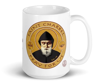 St Charbel Mug 15 oz - Saint Sharbel Makhlouf is a Hermit and Monk - Mar Charbel is a Maronite Catholic Saint from Lebanon- mug 15 oz