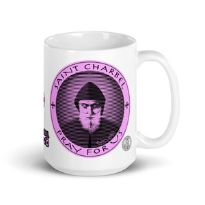 Saint Charbel Pink Mug 15 oz. Mar Sharbel was Lebanese, Maronite, and Catholic Saint st Charbel was a Hermit, Monk, and Priest. Mug 15 oz..