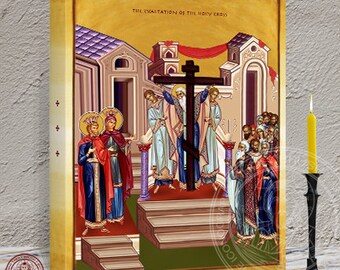 The Icon of the Exaltation of the Venerable and Life-Creating Cross of the Lord 12 x 16 x 1.5 In