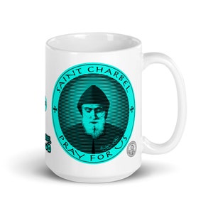 Saint Charbel Blue Mug 15 oz. Mar Sharbel is a Lebanese, Maronite, and Catholic Saint st Charbel was a Hermit, Monk, and Priest. Mug 15 oz..