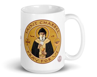 St Sharbel Priest Mug 15 oz - Saint Charbel Makhlouf is a Hermit and Monk - Mar Charbel is a Lebanese, Maronite Catholic Saint - mug 15 oz