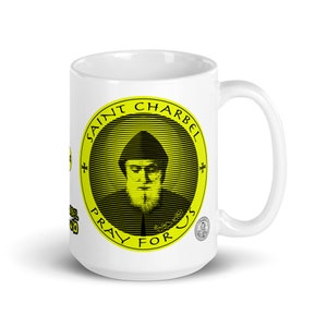 Saint Charbel Yellow Mug 15 oz. Mar Sharbel was Lebanese, Maronite, and Catholic Saint st Charbel was a Hermit, Monk, and Priest. Mug 15 oz.