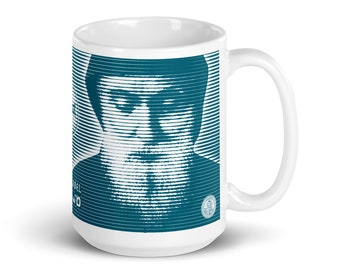 St Charbel Blue Mug - Saint Sharbel Makhlouf is a Hermit and Monk - Mar Charbel is a Lebanese, Maronite Catholic Saint - mug 15 oz