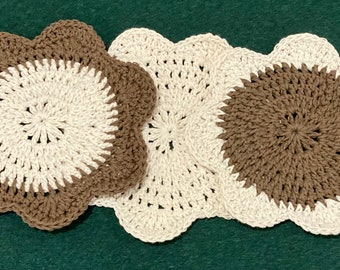 Paños de cocina tejidos a crochet hechos a mano, juego de 3, 100 % algodón