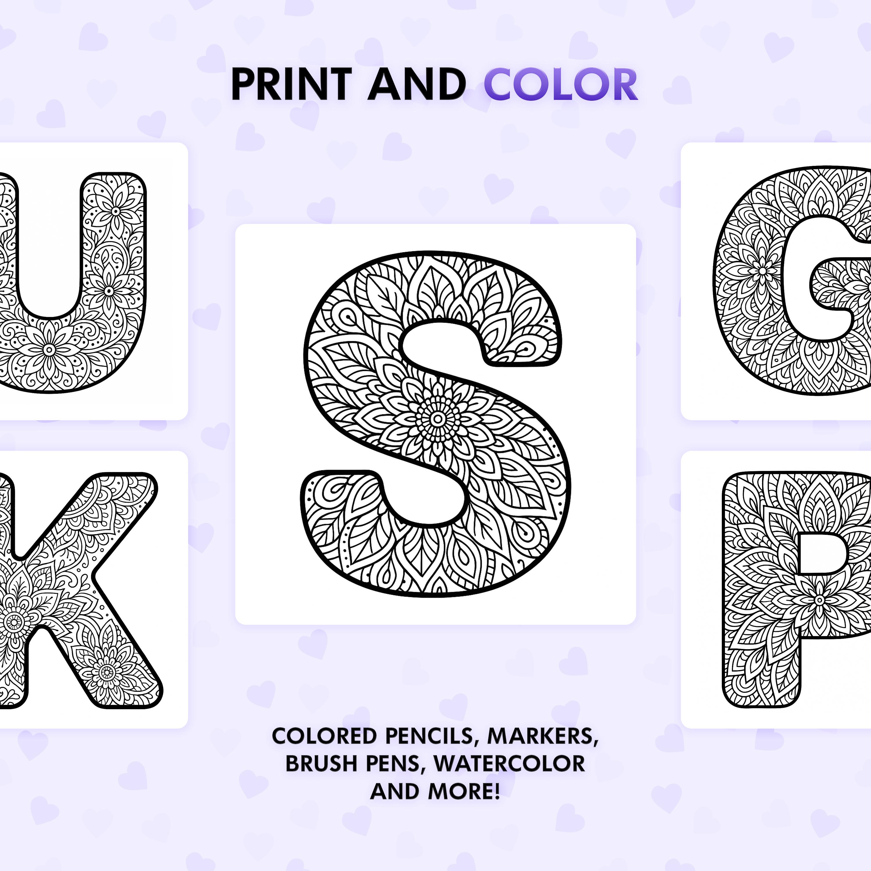 Alphabet Mandala Coloring Book, A to Z Letters, Printable A4, PDF ...
