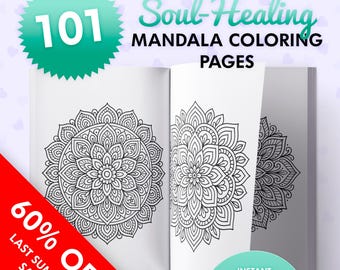 Soul-Healing Mandalas, Coloring Book, Printable Coloring Pages, A4, PDF, Stress Relief, Art Therapy, For Adults & Kids, Beginner Mandalas