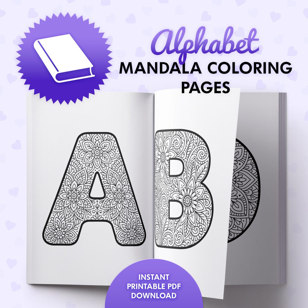 Alphabet Mandala Coloring Pages – A to Z Printable Letters – Instant ...