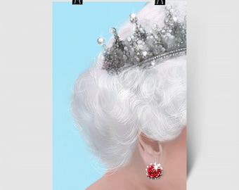 Queen Elizabeth II Portrait – Hand Drawn Illustration Art Print (A4/A3)