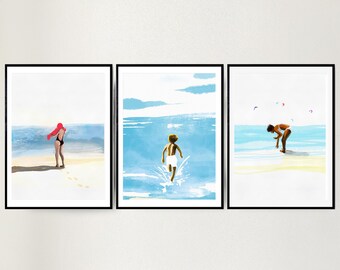 Seaside -  Hand drawn Digital Illustration, Original artwork, Interior Home Decor, Art Print A4 / A3