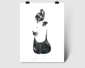 Self Love Ink Illustration Print – Minimalist Figure Artwork