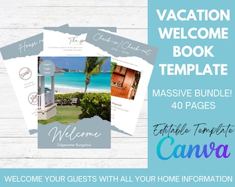 Vacation Rental Welcome Book | Canva Editable Template | Air BNB host | Vrbo host | Welcome Guest Packet | Rental Guidebook