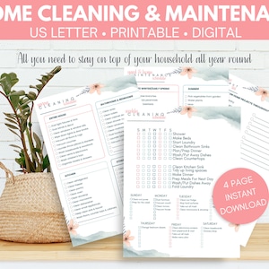 Household Binder Cleaning Schedule | Household Cleaning Printable | Home Maintenance Schedule | Home Management | Cleaning Tracker