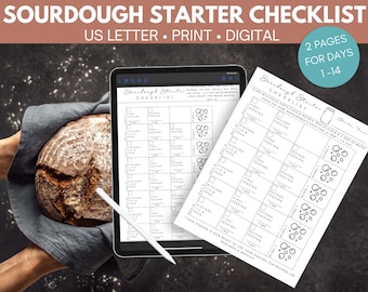 Sourdough Starter Checklist | Track Sourdough | Sourdough Log | Beginner Sourdough Feeding Tracker | Instant Download | Printable Log