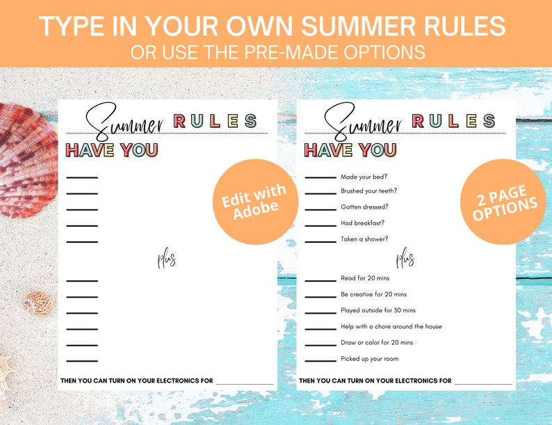 Summer Rules Printable Summer Time Fun Editable Etsy